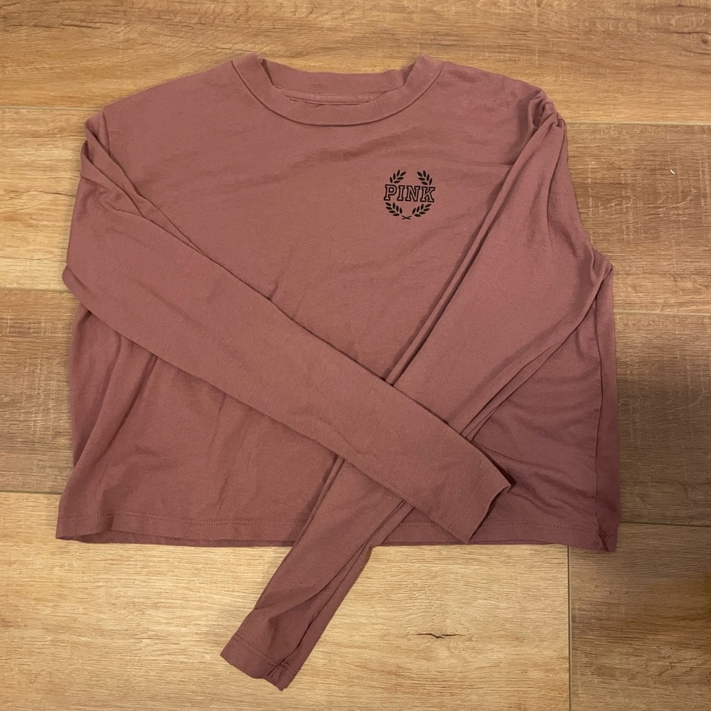 PINK Victoria's Secret Mauve Long Sleeve Crop Tee